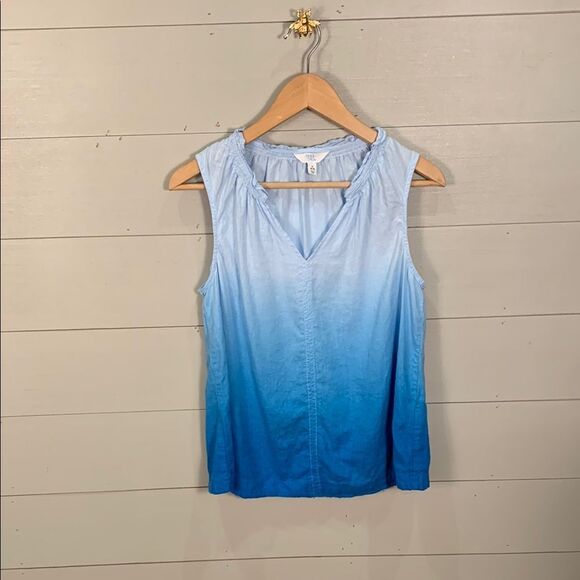 Time and Tru Blue Ombre Sleeveless Top linen blend size small summer - Picture 2 of 7